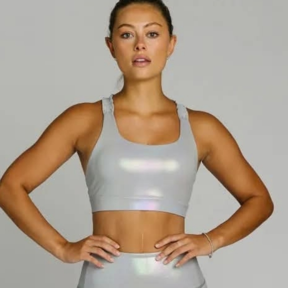 NEW ZYIA Metallic Silver BRA Sz S